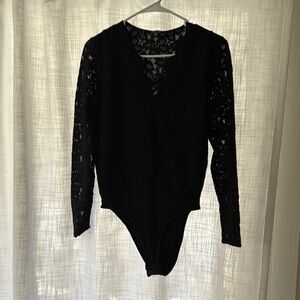 Black Lace Long Sleeve Bodysuit